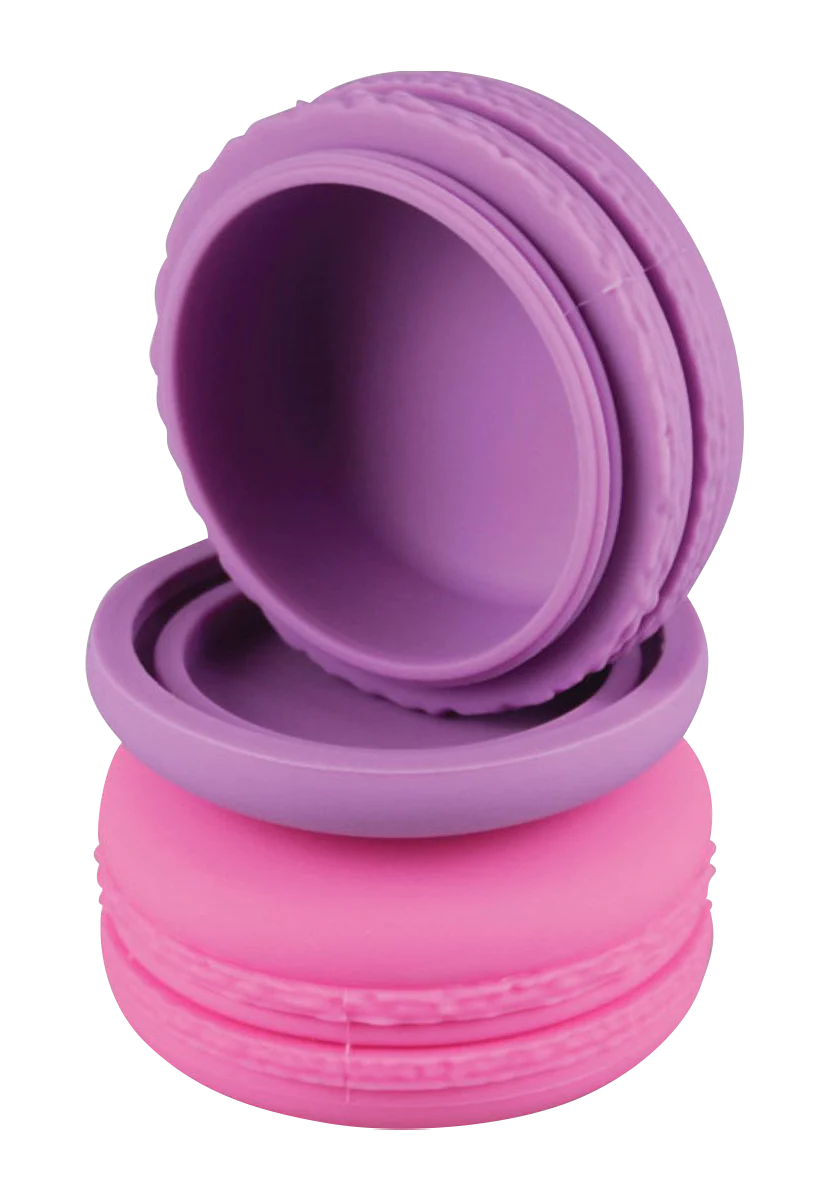Assorted colors silicone macaron wax containers 4 pack, easy to open, non-stick for concentrates