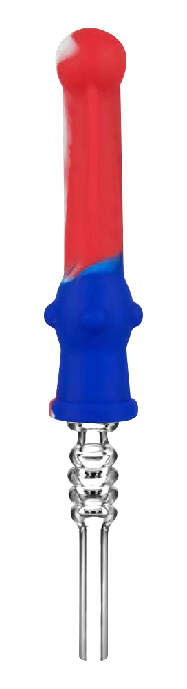 Colorful Silicone Vapor Straw with Durable Quartz Tip, Portable 7" Design, Front View