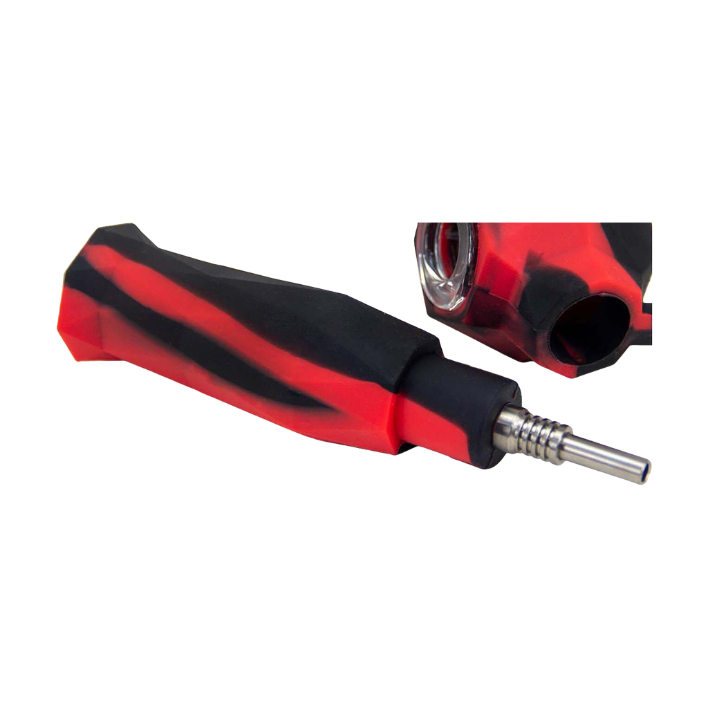 PILOT DIARY 2-in-1 Silicone Honey Straw Pipe in Red & Black - Easy to Clean