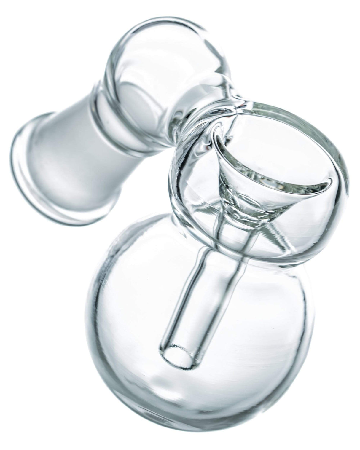 Clear Borosilicate Glass Simple Ashcatcher, 45 Degree Joint, Top View, for Bongs