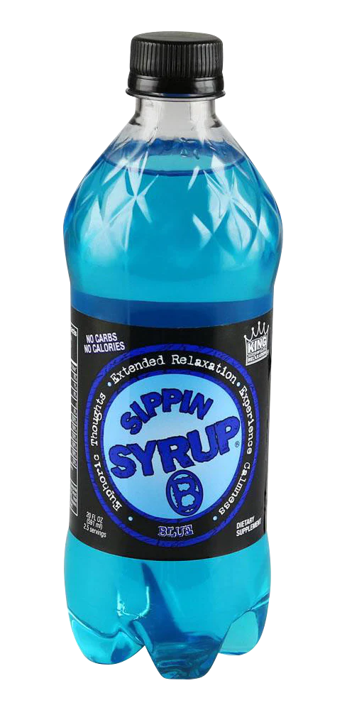 20 oz Sippin Syrup Relaxation Drink in Blue, front view on a seamless white background