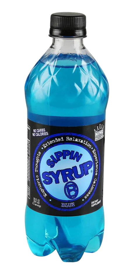 20 oz Sippin Syrup Relaxation Drink in Blue, front view on a seamless white background