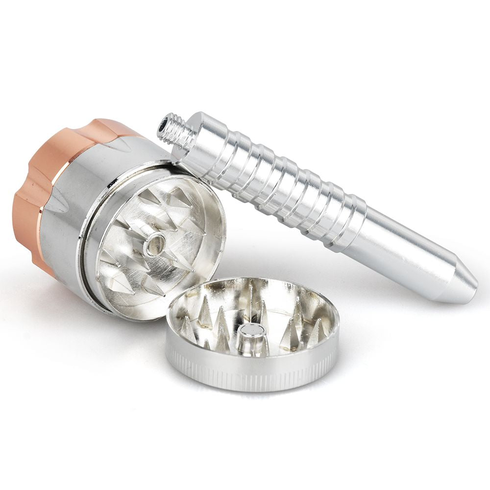 Six Shooter Aluminum Hand Pipe + Grinder | 4.5" | 12ct Display