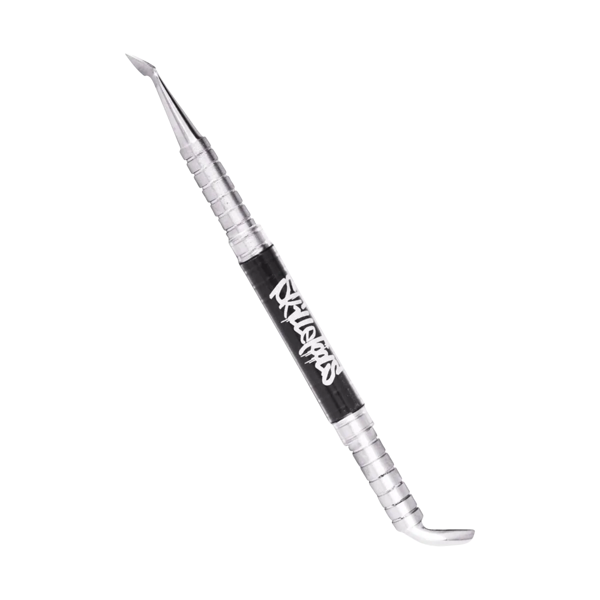 Skilletools steel dab tool with a pointed tip and ribbed handle for grip, angle showing brand detail