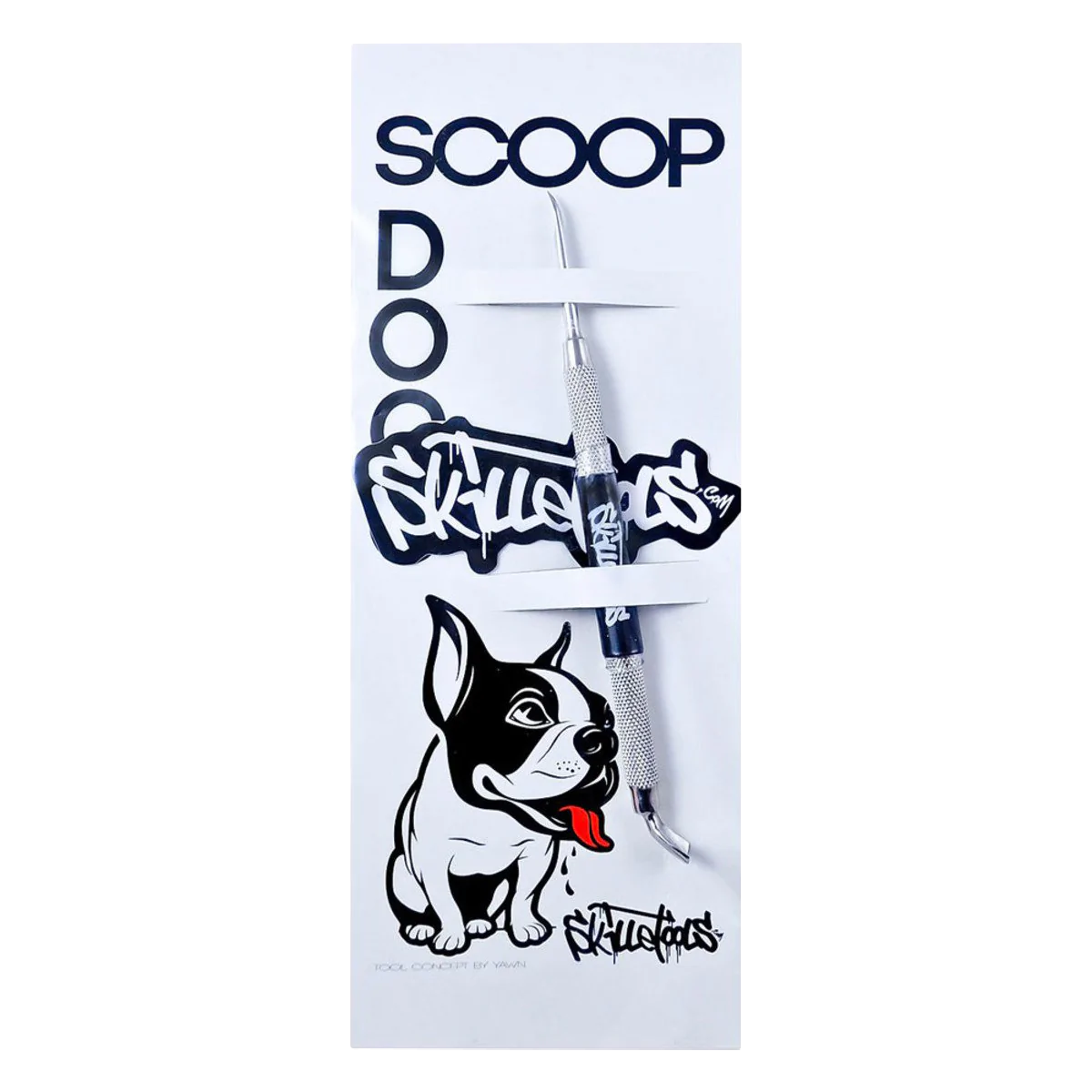 Skilletools Scoop Dog metal dab tool for concentrates, compact 6" size, front view on white background