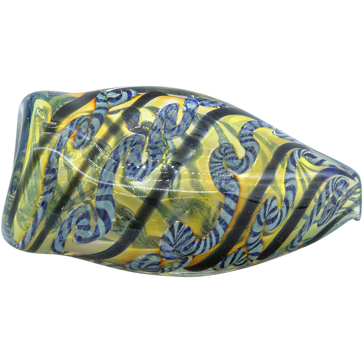 LA Pipes 'Skipping Stone' Inside-Out Chillum in Blue Hues - 2.5" Borosilicate Glass Pipe