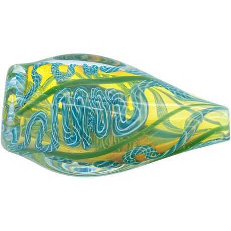 LA Pipes 'Skipping Stone' Inside-Out Chillum in Green Hues, Borosilicate Glass, 2.5 inch