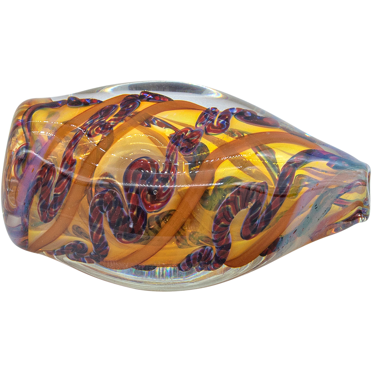 LA Pipes 'Skipping Stone' Chillum with red swirl design, 2.5-inch borosilicate glass, USA made