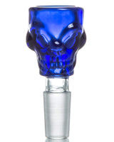 Valiant Distribution Skull-Shaped Glass Bowl in Blue for Bongs, 14mm/18mm, Front View