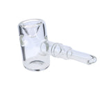 Compact 5" Clear Borosilicate Glass Sherlock Pipe by Valiant Distribution, Angled Side View