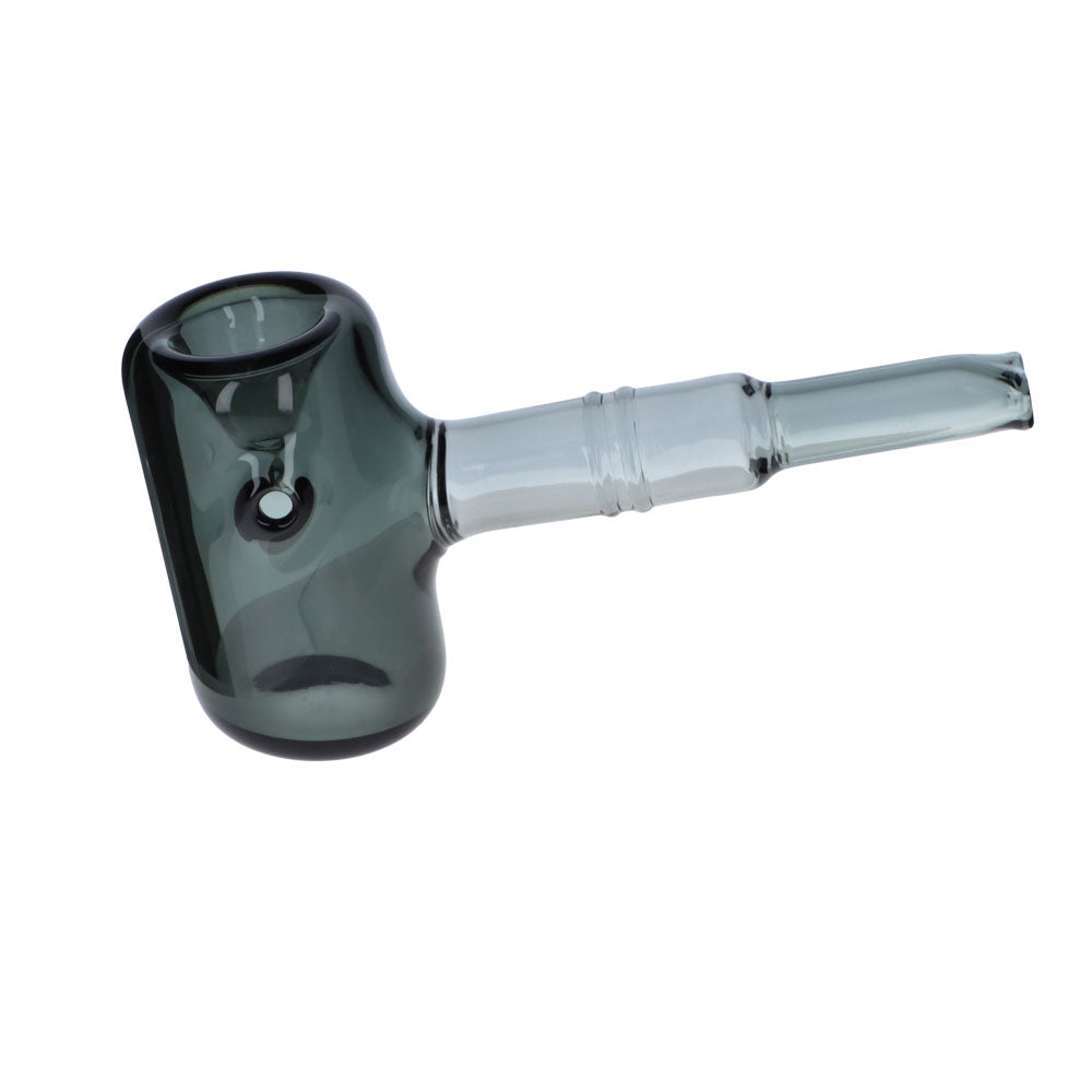 Compact 5" Sherlock Pipe in Teal Borosilicate Glass for Dry Herbs, Side Angle