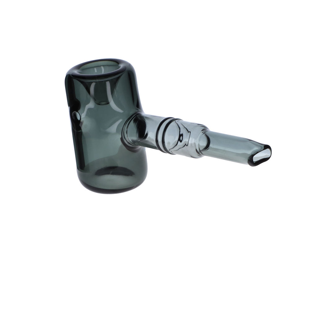 Compact 5" Valiant Distribution Sherlock Pipe in Teal Borosilicate Glass - Angled Side View