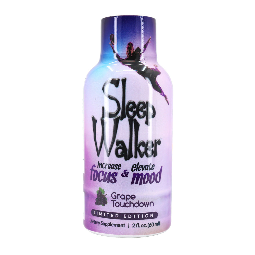 Sleep Walker Shot 12 Pack - Grape Touchdown Flavor, 2 oz bottles front view