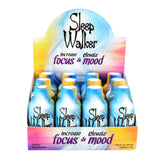 Sleep Walker Shot 12 Pack, 2 oz blue and green bottles for focus & mood, displayed in colorful box