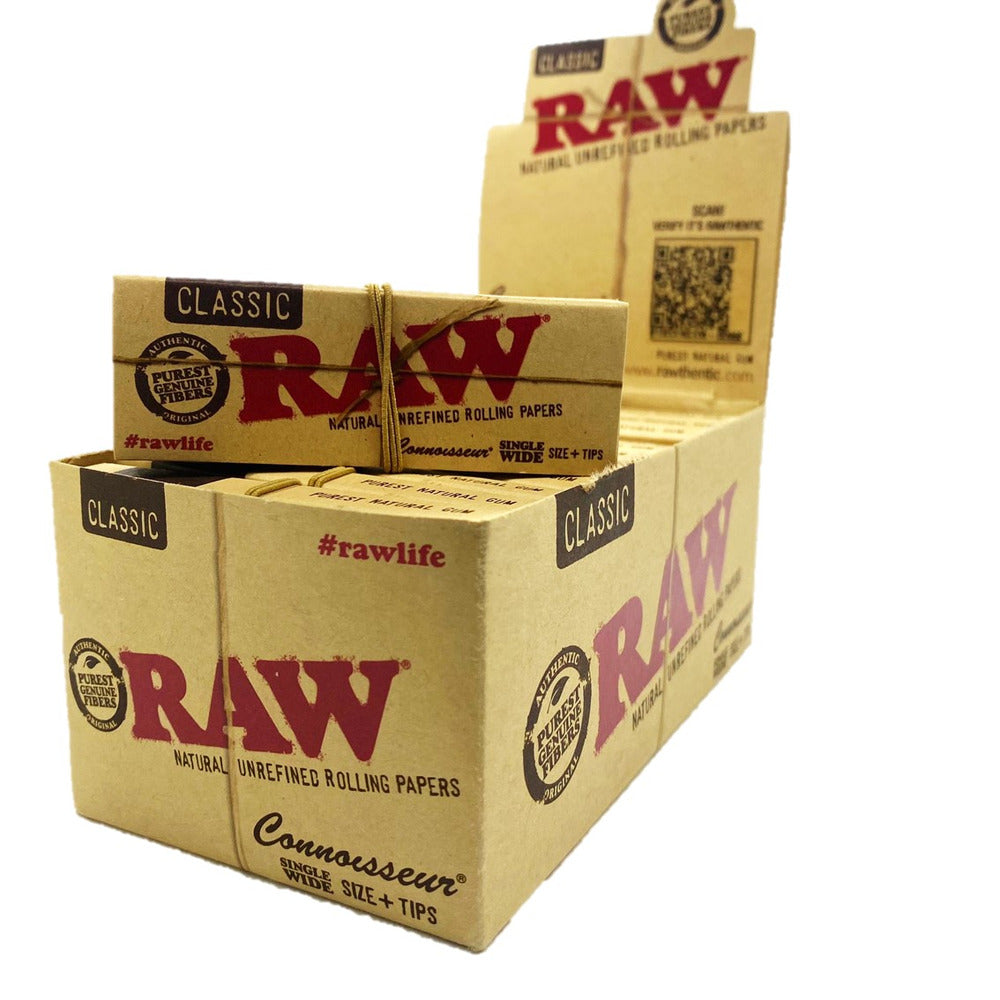 RAW Connoisseur Kingsize Slim Organic Rolling Papers, 24 Pack Display