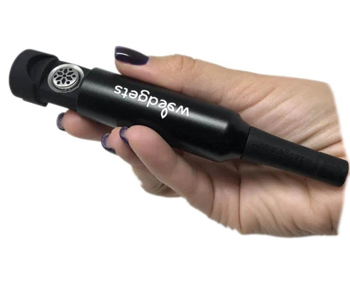 Weedgets Slider Pipe in Black - Portable Aluminum & Silicone Hand Pipe for Dry Herbs