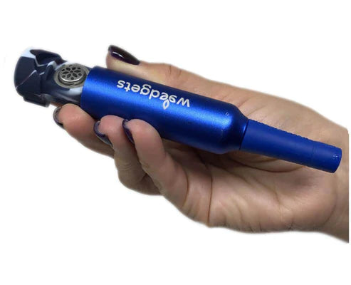 Weedgets Slider Pipe in Blue - Compact Aluminum Hand Pipe with Silicone Grip