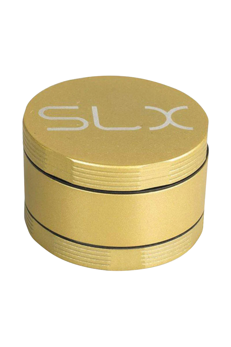SLX Ceramic Coated 2.2" Pocket Grinder in Gold, Portable 4-Part Design, Top View on White Background