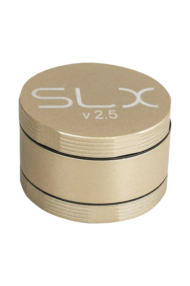 SLX v2.5 Ceramic Coated 2.5" Medium Grinder in Gold, Compact Design for Dry Herbs