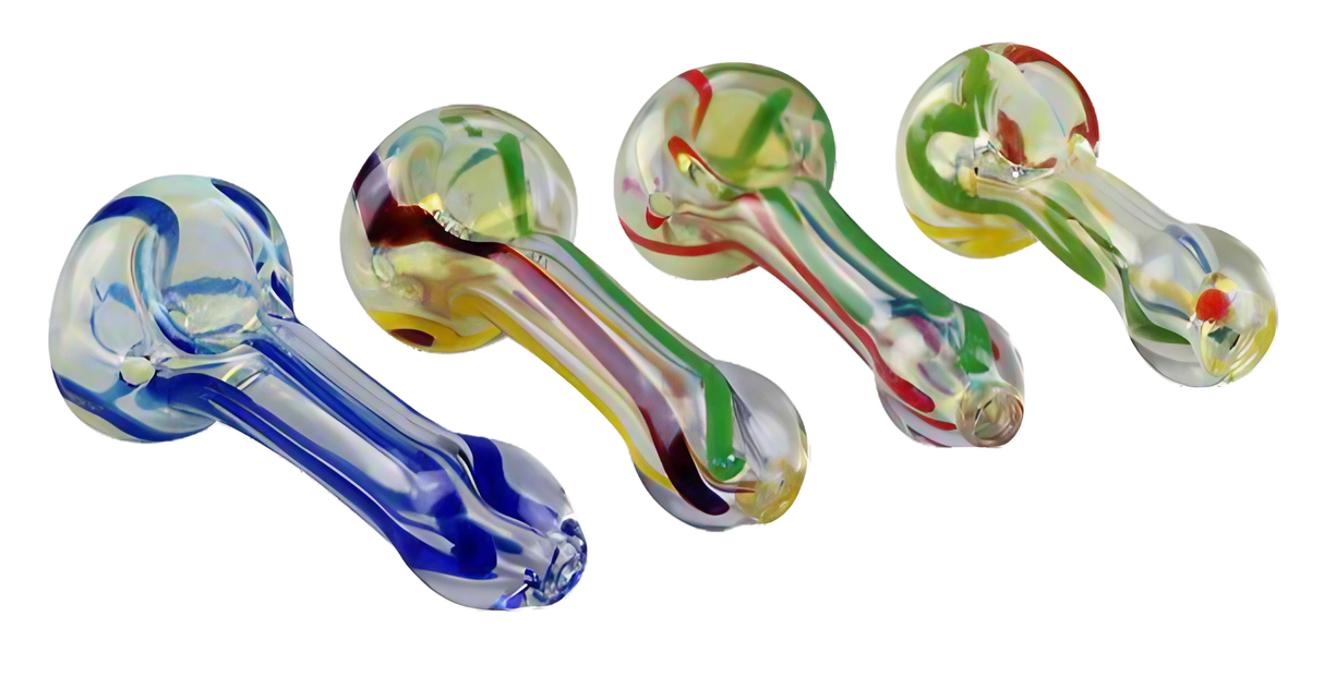 Assorted 2.75" Inside Out Borosilicate Glass Hand Pipes, Portable Design with Heavy Wall