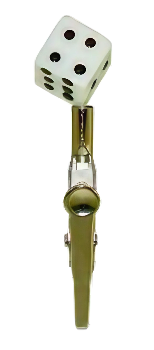 Small Glass Memo Clip with Dice Design, Borosilicate Glass Joint Holder, Front View