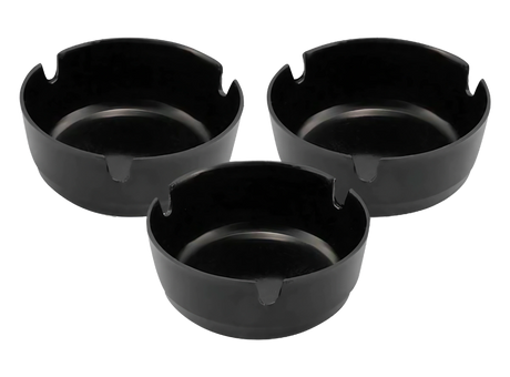 3-Pack Small Plastic Ashtrays, Portable 3" Diameter, Heavy Wall Design, Top View