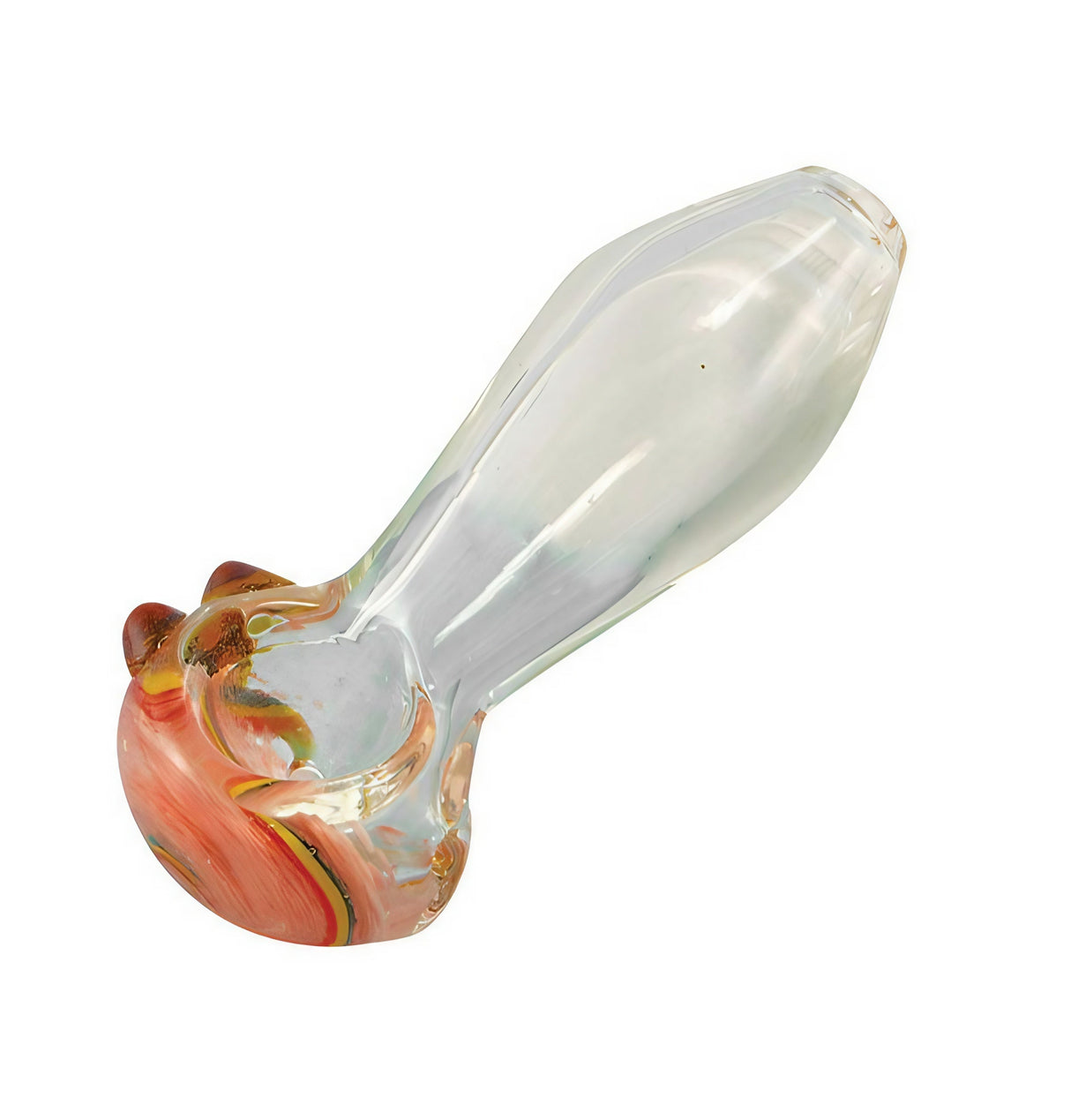 Small Transparent Glass Pipe with Spiral Design and Deep Bowl, 3" Compact Size