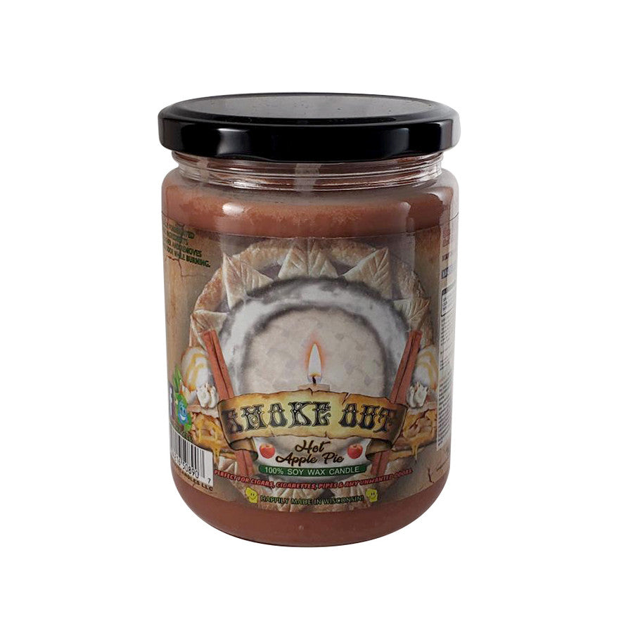 Smoke Out Candles Apple Pie Scented Candle in Glass Jar, Front View with Label