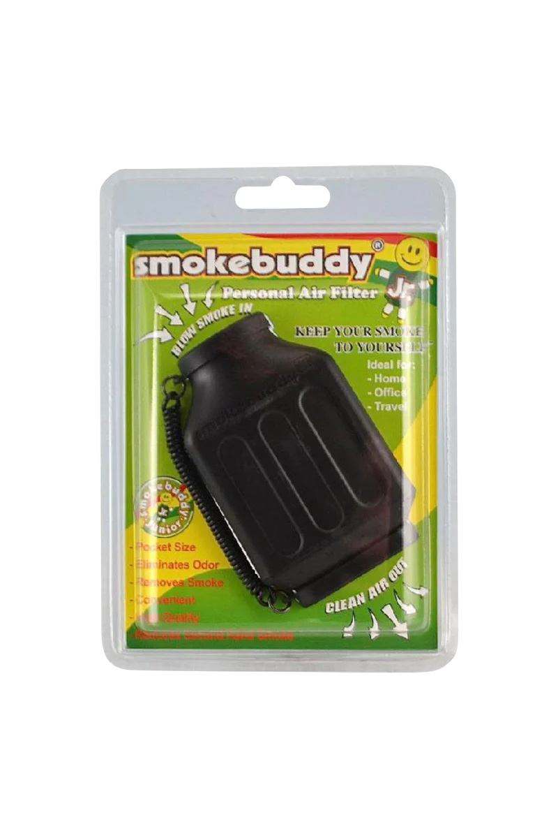 Smokebuddy Junior Personal Air Filter in Black, pocket-size, eliminates odor, ideal for travel