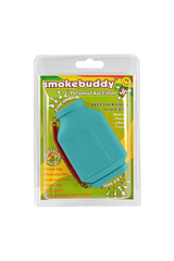 Smokebuddy Junior in Teal - Portable Personal Air Filter, Odor Eliminator, Front View Packaging