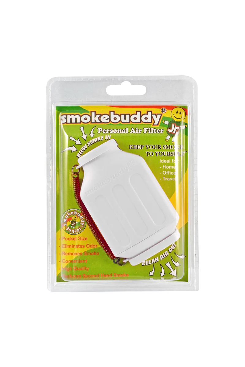 Smokebuddy Junior in White - Personal Air Filter, Pocket-Sized, Odor Eliminator, Front View