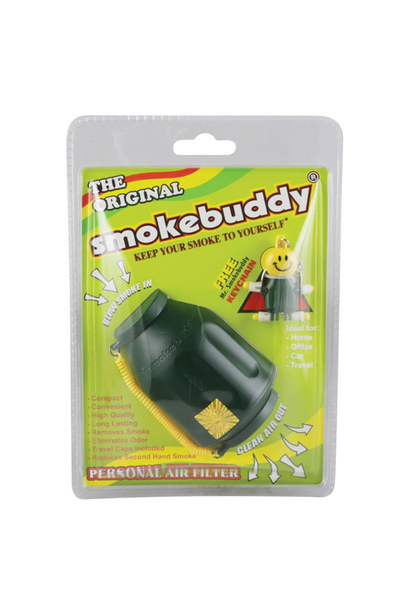 Smokebuddy Original Personal Air Filter in packaging, portable and odor-eliminating design