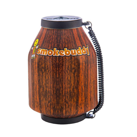 Smokebuddy Original Personal Air Filter in Wood Grain Design with Keychain - Front View