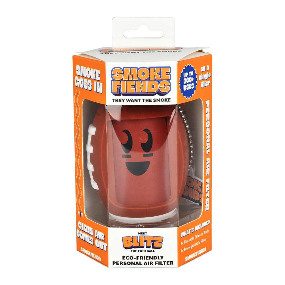 SmokeFiends Blitz Football-Shaped Air Filter, Biodegradable and Portable, in Packaging