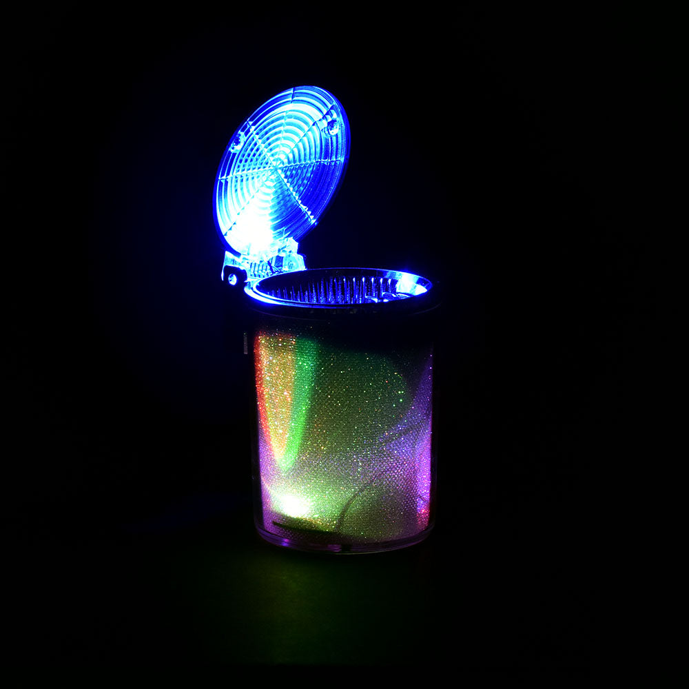 Smokezilla Light Show Butt Bucket, 5" Closable Ashtray, Silver, Glowing in Dark