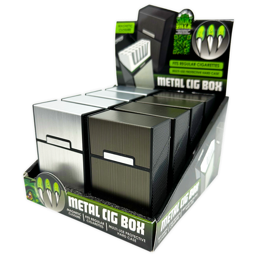 Smokezilla Multi-Use Protective Metal Cig Box | 2.3"x3.7" | Assorted Colors | 8ct Display