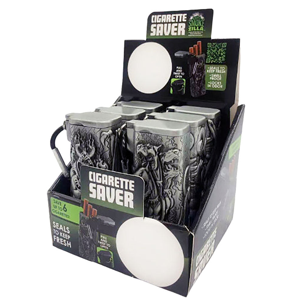 Smokezilla Mythical Cigarette Saver Case 6-pack, compact and portable with assorted designs