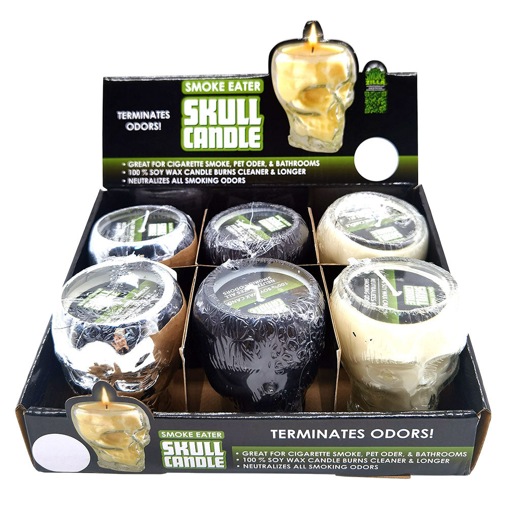 Smokezilla Skull Smoke Eater Candle 3" 6pc Display