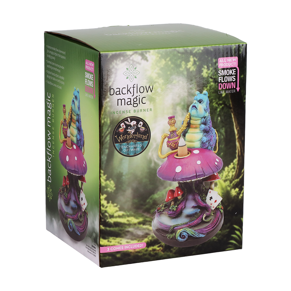 Multicolor polyresin caterpillar incense burner standing 7 inches (17.8cm) tall with a hookah design