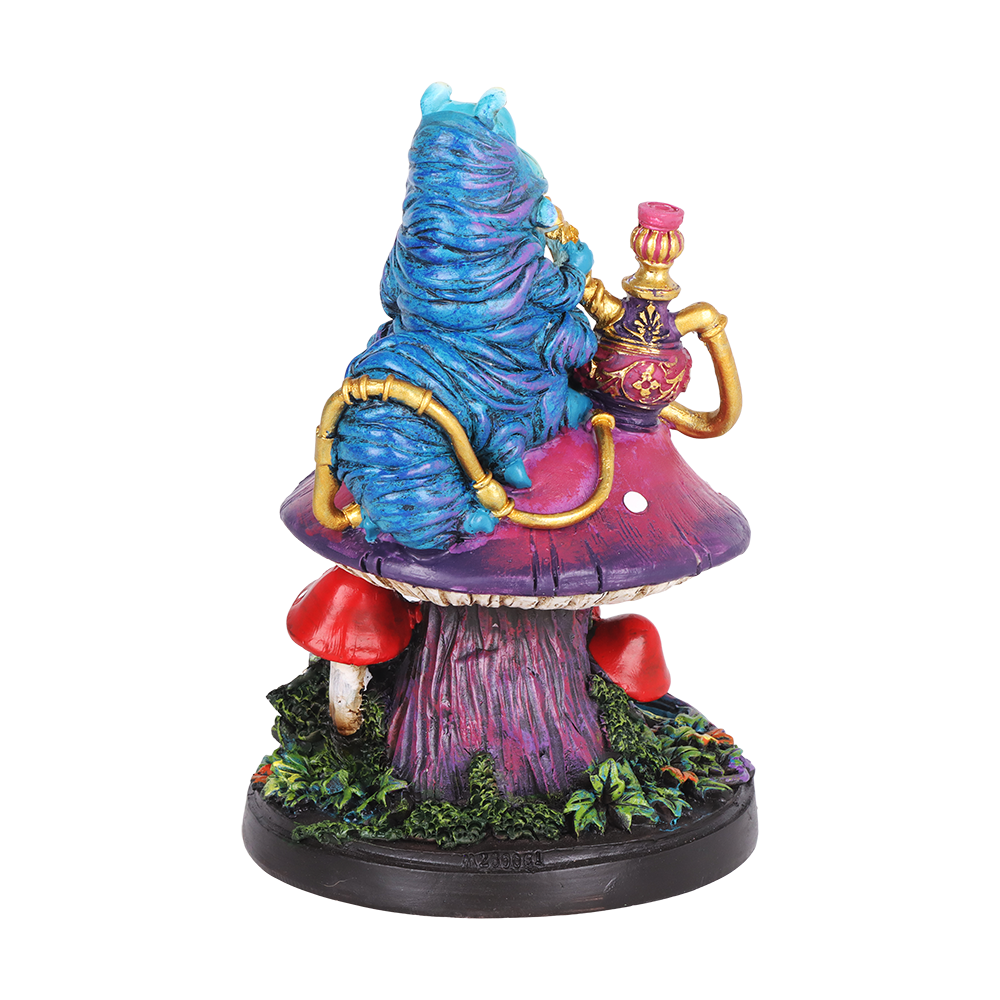 Smoking Caterpillar polyresin backflow burner that sends incense smoke down and out of the mushroom base
