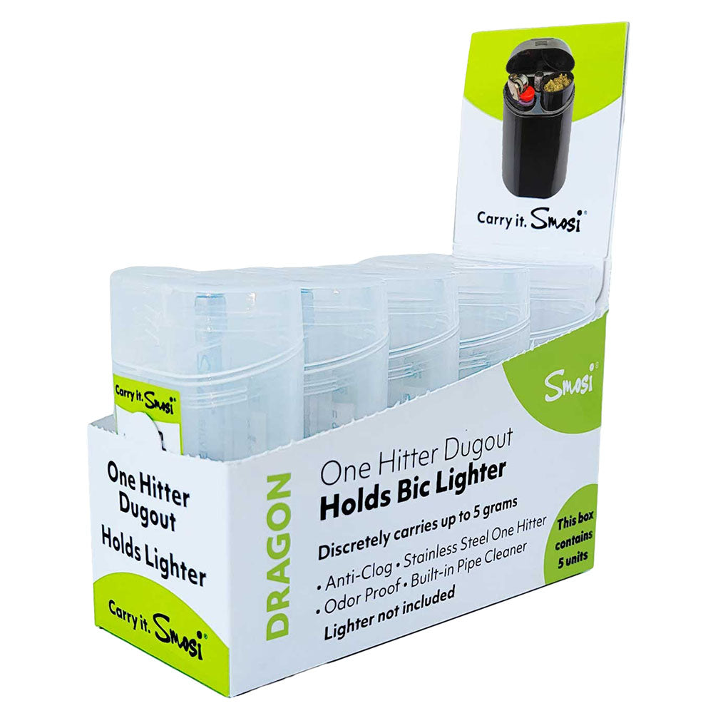 Smosi Dragon One Hitter Dugout display with 5 clear units, compact and portable design