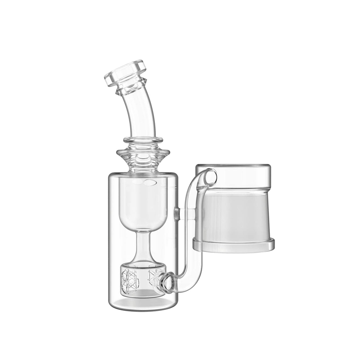 Dr. Dabber Switch Snowflake Recycler Attachment for vaporizers, clear borosilicate glass, side view