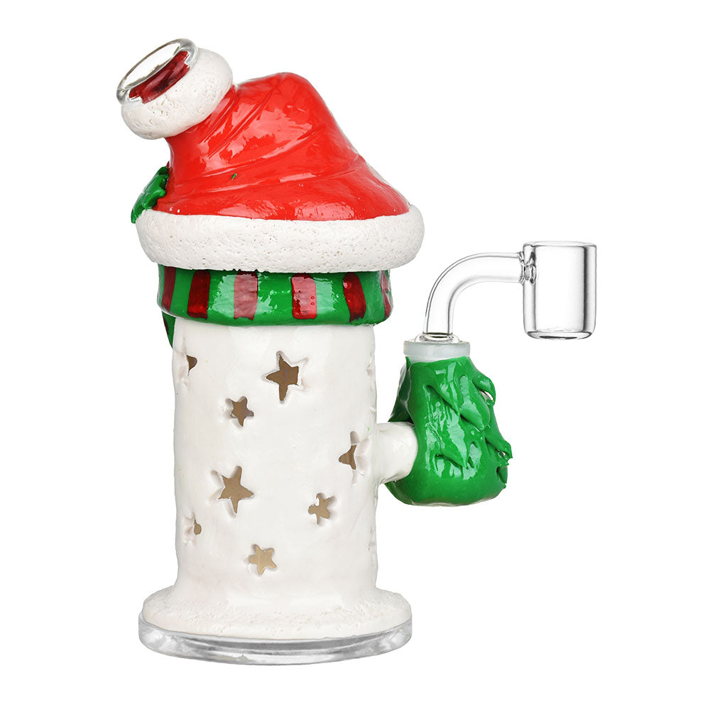 Snowman Glass Dab Rig by Snowman Glassworks, 6.75" height, 14mm female joint, front view on white background