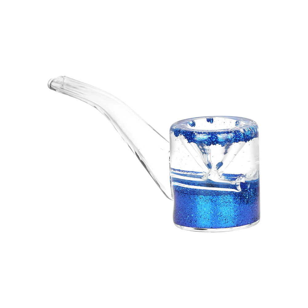 So Camp Glitter Glycerin Hand Pipe, Sherlock Design, Borosilicate Glass, Side View