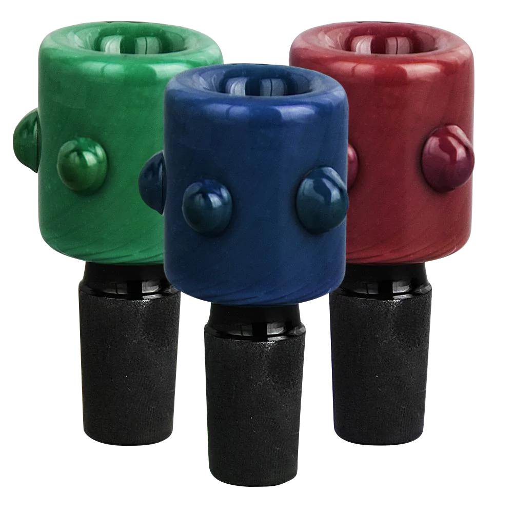 Solid Color Borosilicate Glass Bowl with Black Joint for Bongs, Front View