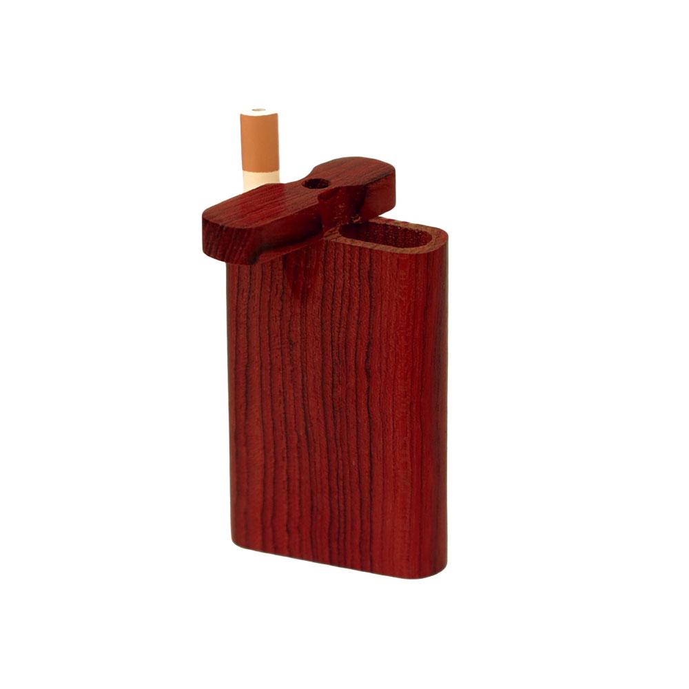Solid Dark Wood Dugout with Chillum - Large Size Hand Pipe - Front View