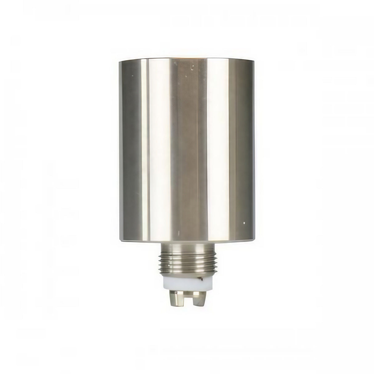 Source XL Kanthal Rip Coil, silver ceramic & steel, compact design for vaporizers, front view on white