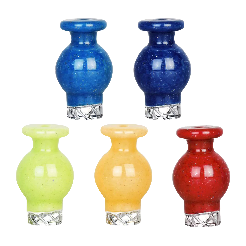 Variety of Sparkle Flecked Matrix Ball Carb Caps, 28mm Borosilicate Glass, Front View