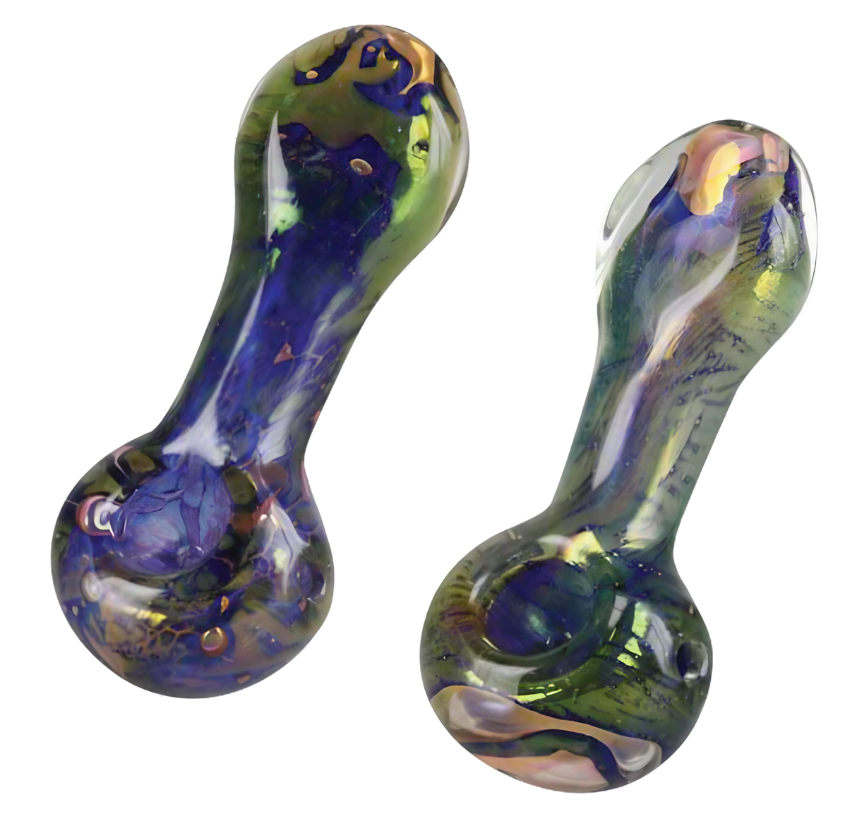 Spattered Fumed Hand Pipe with Color Changing Borosilicate Glass, 4" Size, Heavy Wall