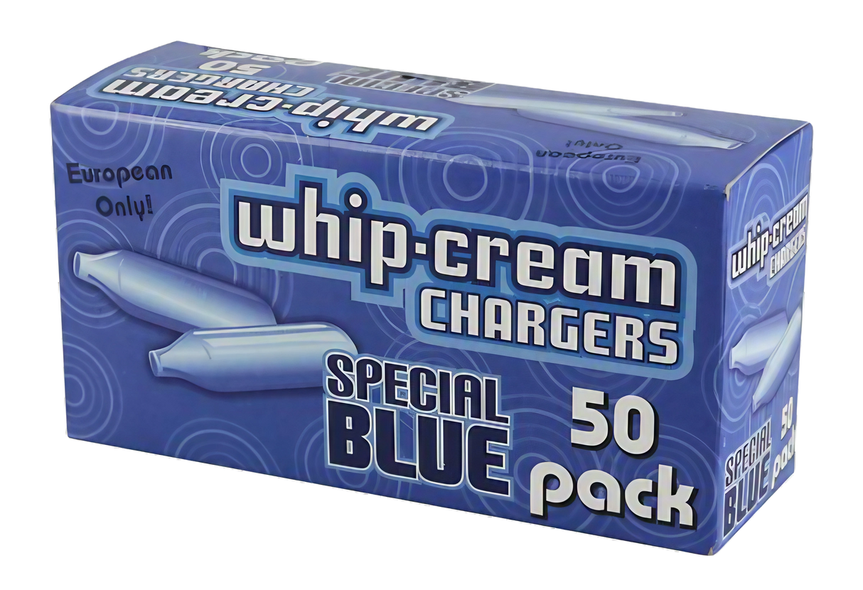 Special Blue Cream Chargers, 50 Pack, EU Standard, Portable Kitchen Accessory